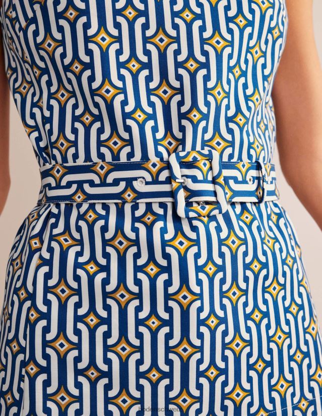 Boden Frauen Kombi-Oberteil mit Gürtel VH86PT1422 Kleidung Saphir- und Azurblau-Geo