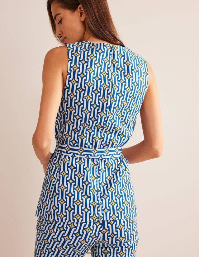 Boden Frauen Kombi-Oberteil mit Gürtel VH86PT1422 Kleidung Saphir- und Azurblau-Geo