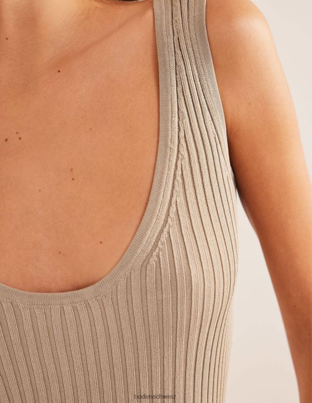 Boden Frauen Kurze, gerippte Weste mit U-Ausschnitt VH86PT1825 Kleidung Stein