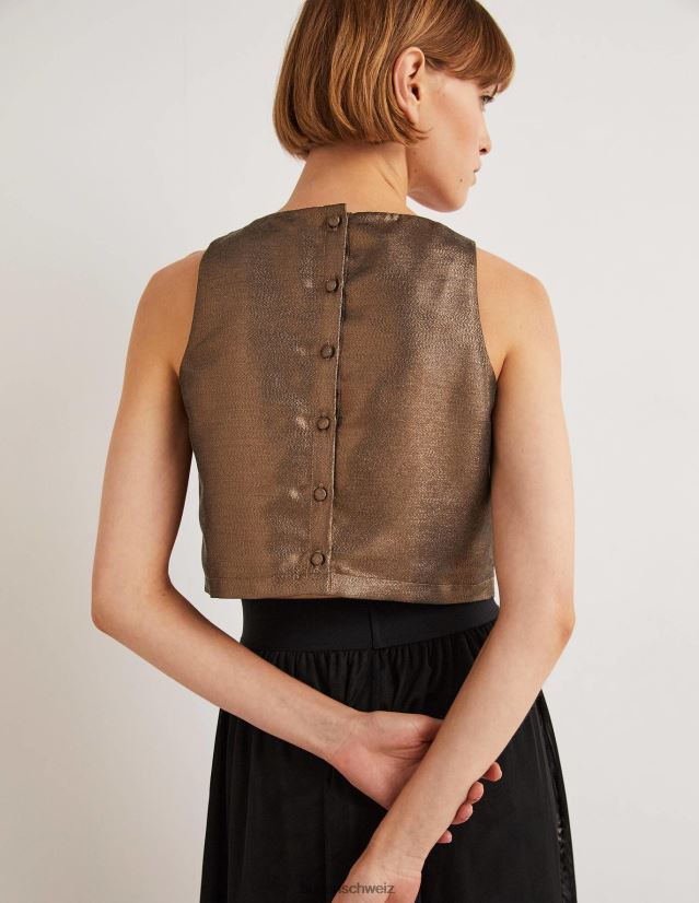 Boden Frauen Kurzes Oberteil von Scarlett VH86PT2012 Kleidung Bronze-Lurex