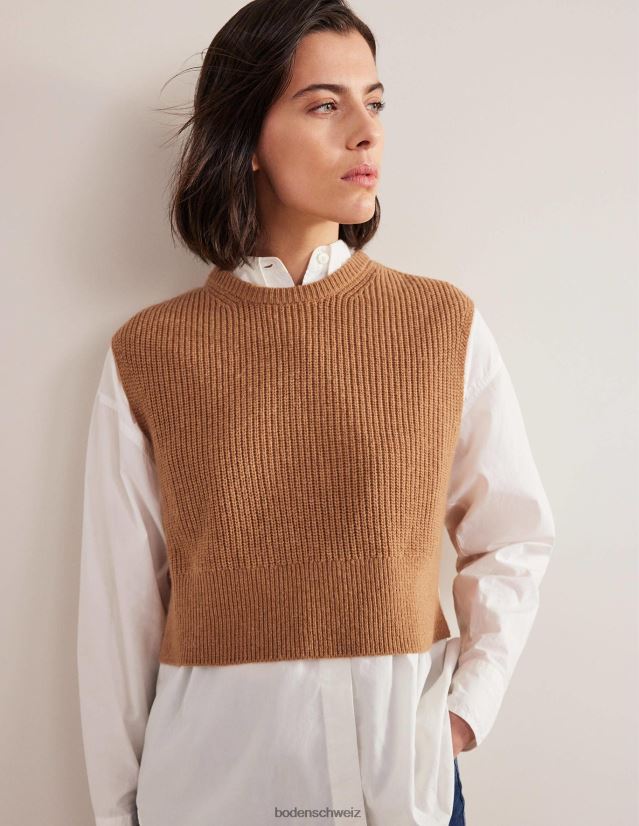 Boden Frauen Kurzes, geripptes Tanktop VH86PT1646 Kleidung Teddybär