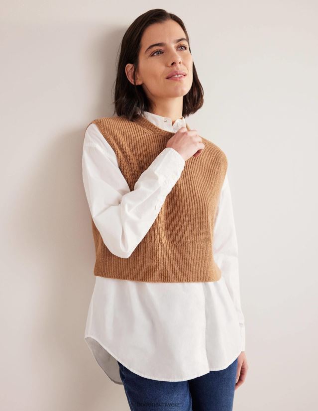 Boden Frauen Kurzes, geripptes Tanktop VH86PT1646 Kleidung Teddybär