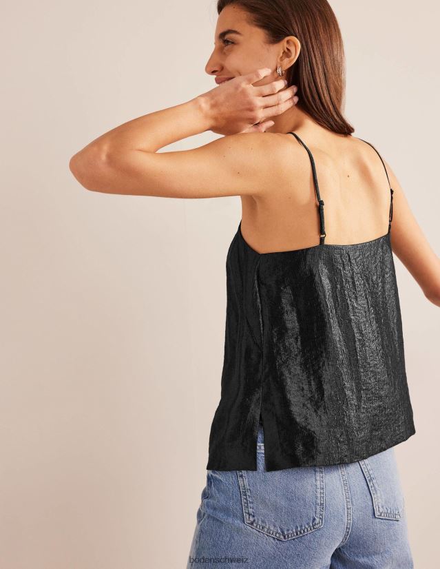 Boden Frauen Lang geschnittenes Satin-Cami VH86PT1008 Kleidung Schwarz