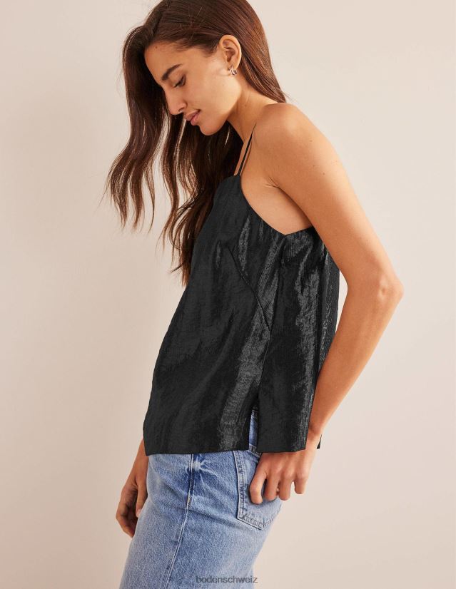 Boden Frauen Lang geschnittenes Satin-Cami VH86PT1008 Kleidung Schwarz