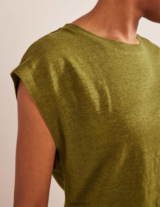 Boden Frauen Leinen-T-Shirt mit Rundhalsausschnitt VH86PT1987 Kleidung Flussschilf