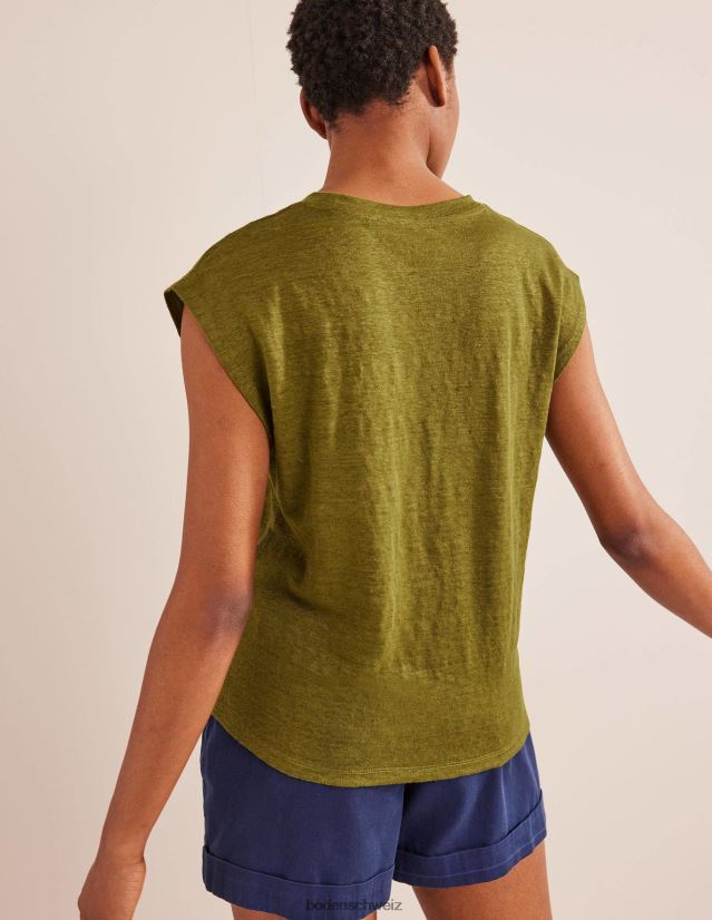 Boden Frauen Leinen-T-Shirt mit Rundhalsausschnitt VH86PT1987 Kleidung Flussschilf