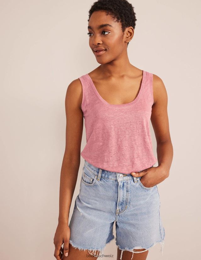 Boden Frauen Leinen-Tanktop mit U-Ausschnitt VH86PT1725 Kleidung Rosa