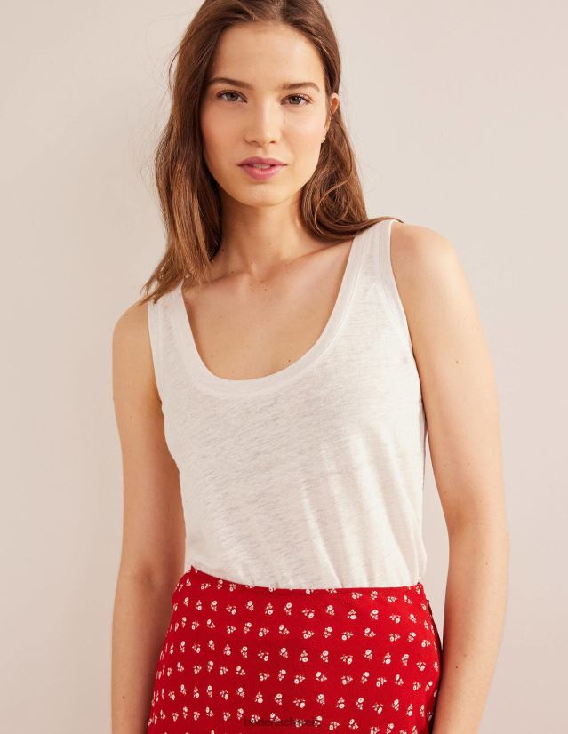 Boden Frauen Leinen-Tanktop mit U-Ausschnitt VH86PT1746 Kleidung Elfenbein