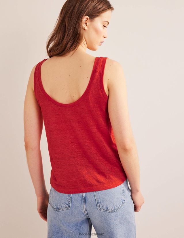 Boden Frauen Leinen-Tanktop mit U-Ausschnitt VH86PT2189 Kleidung Tomate