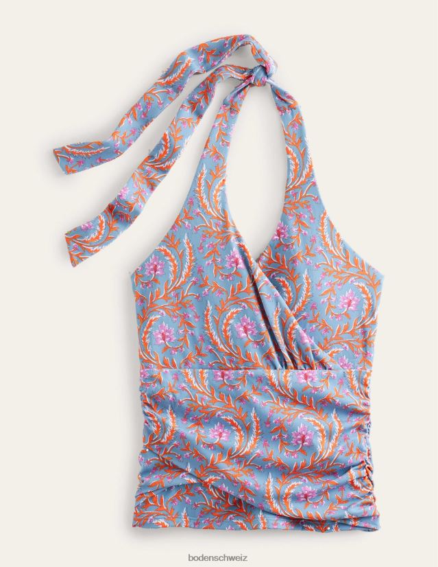 Boden Frauen Levanzo Neckholder-Tankini-Oberteil VH86PT1689 Kleidung Delphinblau und opulente Rebe