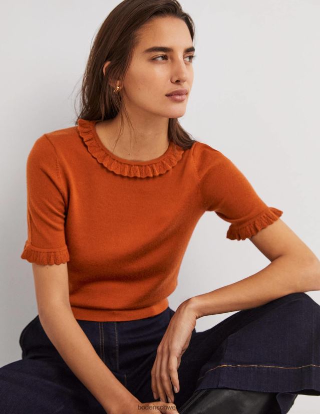 Boden Frauen Merino-Strick-T-Shirt VH86PT2122 Kleidung Rost