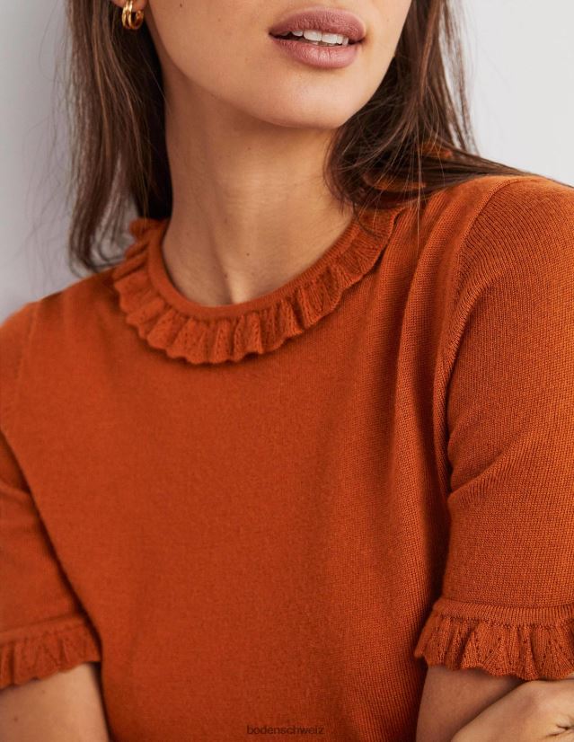 Boden Frauen Merino-Strick-T-Shirt VH86PT2122 Kleidung Rost