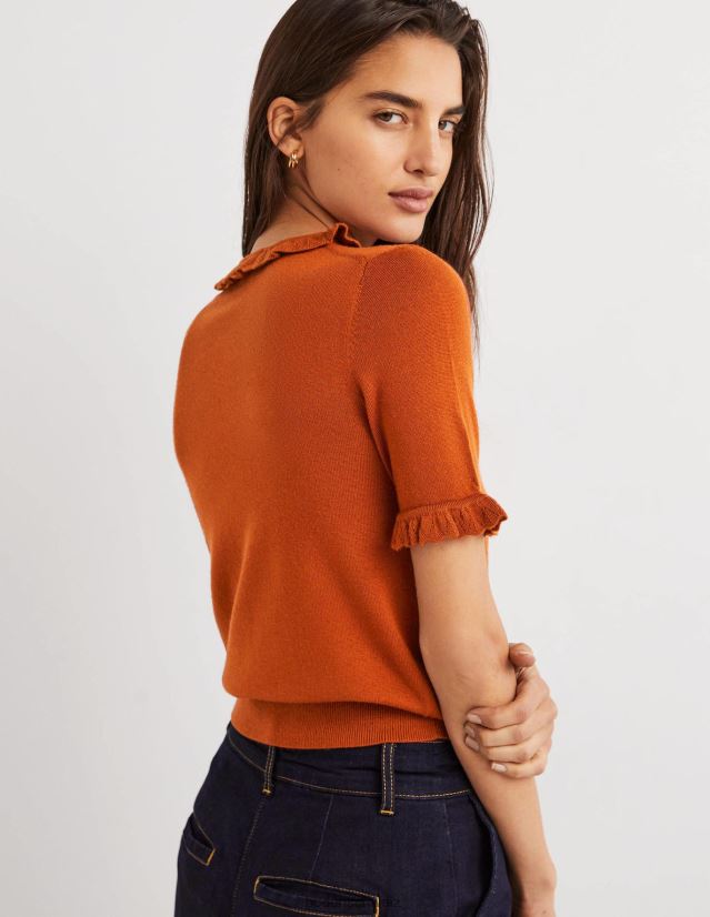 Boden Frauen Merino-Strick-T-Shirt VH86PT2122 Kleidung Rost