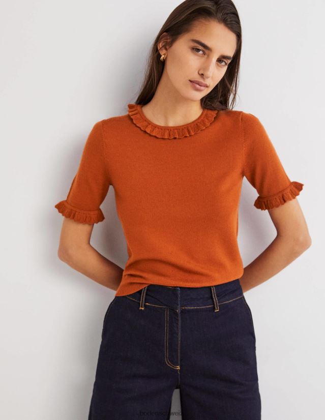 Boden Frauen Merino-Strick-T-Shirt VH86PT2122 Kleidung Rost