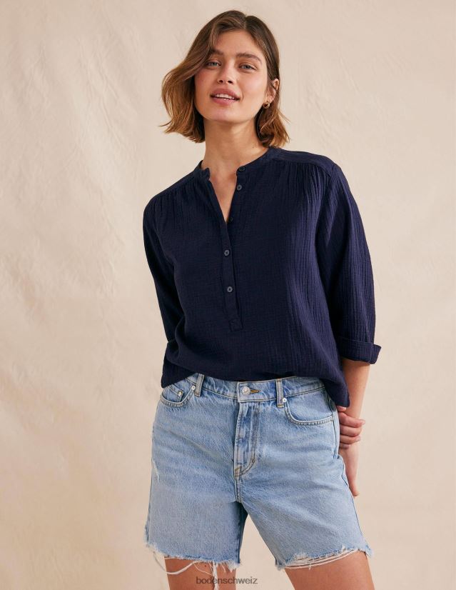 Boden Frauen Oberteil aus Käsetuch mit weiten Ärmeln VH86PT2524 Kleidung Marine