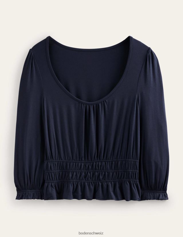 Boden Frauen Oberteil aus gesmoktem Jersey mit Schößchen VH86PT103 Kleidung Marine