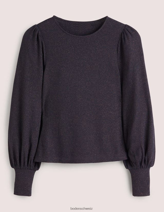 Boden Frauen Oberteil mit Blousonärmeln in Metallic-Optik VH86PT1994 Kleidung Marine/Kupfer-Glitzer