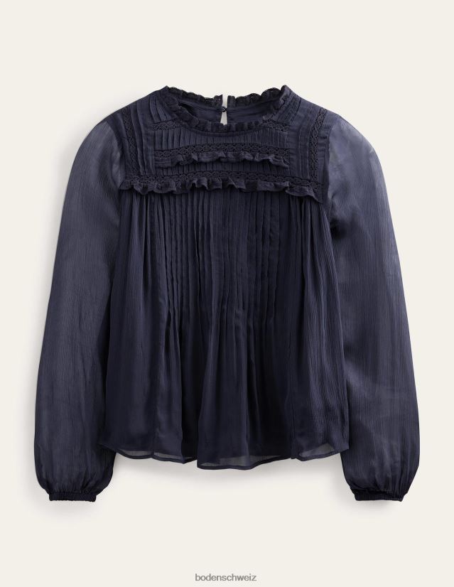Boden Frauen Oberteil mit Georgette-Besatz VH86PT2184 Kleidung Marine