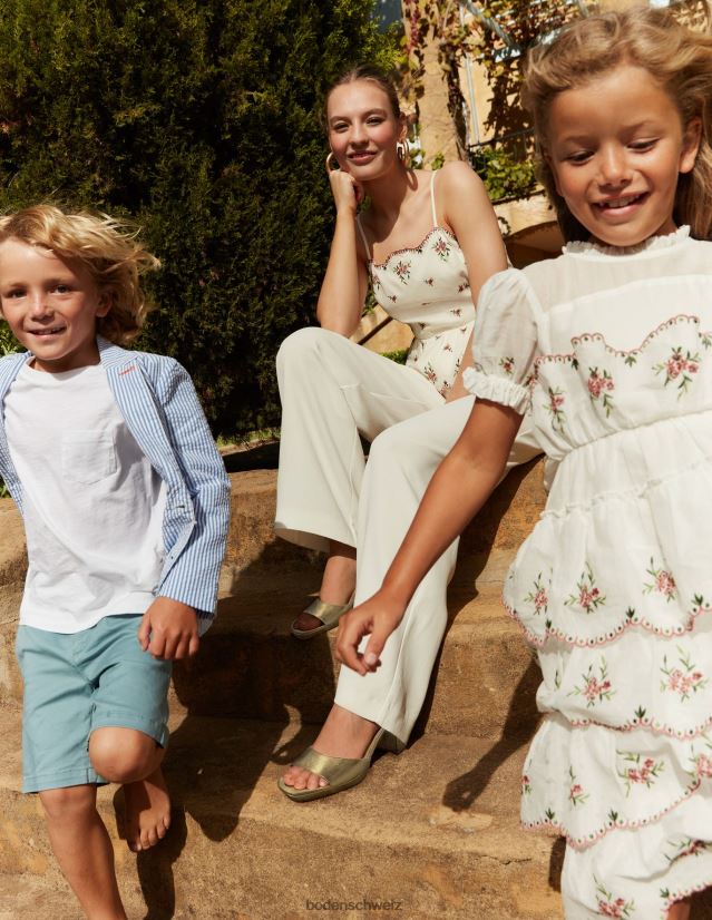 Boden Frauen Oberteil mit besticktem Schößchen VH86PT143 Kleidung Blumenstickerei