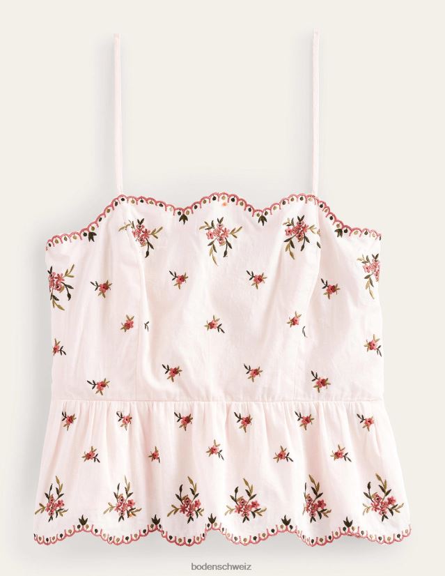 Boden Frauen Oberteil mit besticktem Schößchen VH86PT143 Kleidung Blumenstickerei