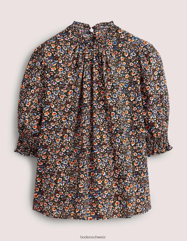 Boden Frauen Oberteil mit gesmoktem Detailprint VH86PT1789 Kleidung Multi & Eden Bloom