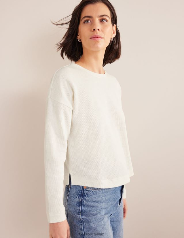 Boden Frauen Oberteil mit strukturiertem Waffeldetail VH86PT2565 Kleidung Elfenbein