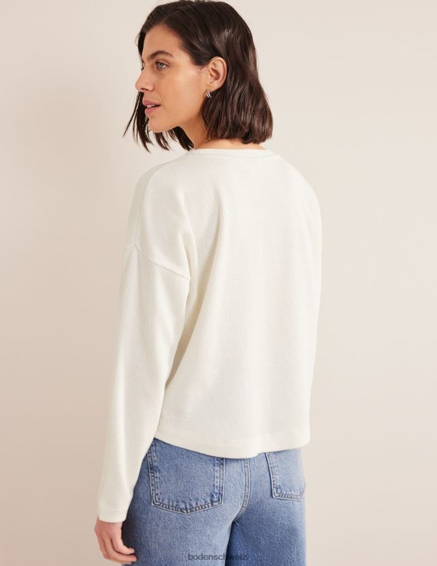 Boden Frauen Oberteil mit strukturiertem Waffeldetail VH86PT2565 Kleidung Elfenbein
