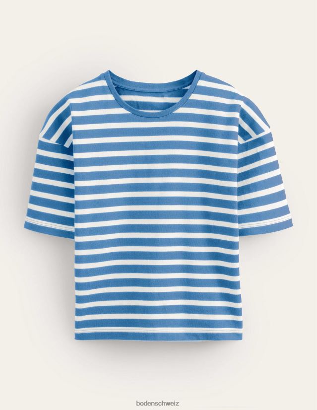 Boden Frauen Schweres bretonisches T-Shirt VH86PT1578 Kleidung Porzellanblau/Elfenbein gestreift