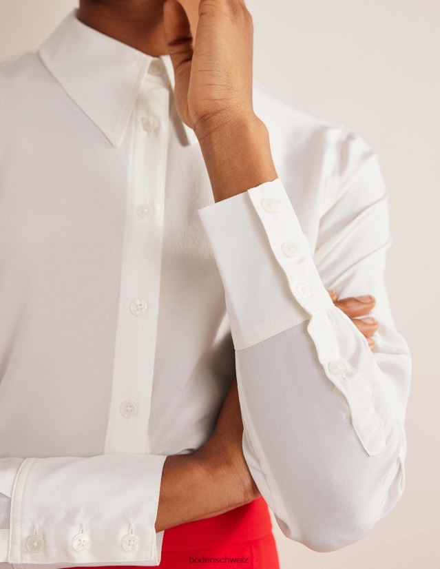 Boden Frauen Seidenhemd VH86PT154 Kleidung Elfenbein