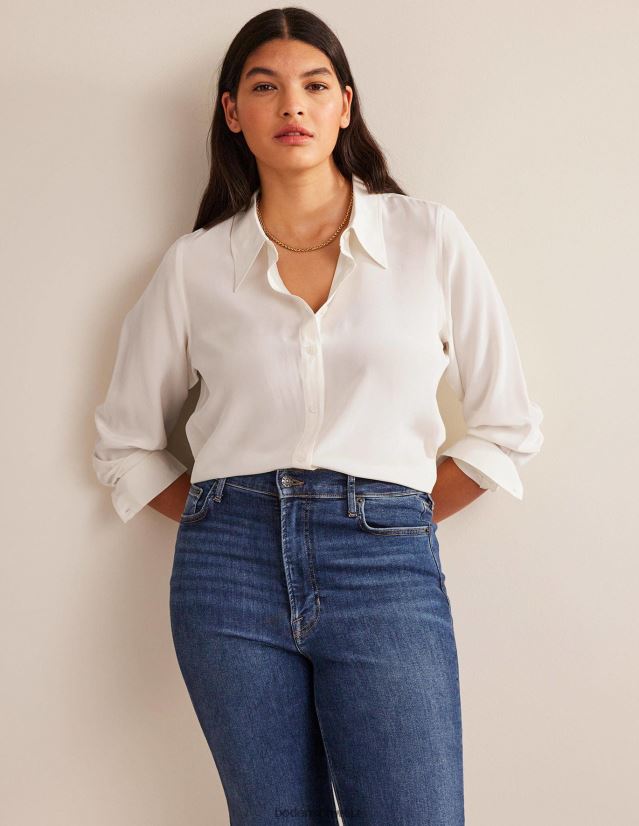 Boden Frauen Seidenhemd VH86PT154 Kleidung Elfenbein