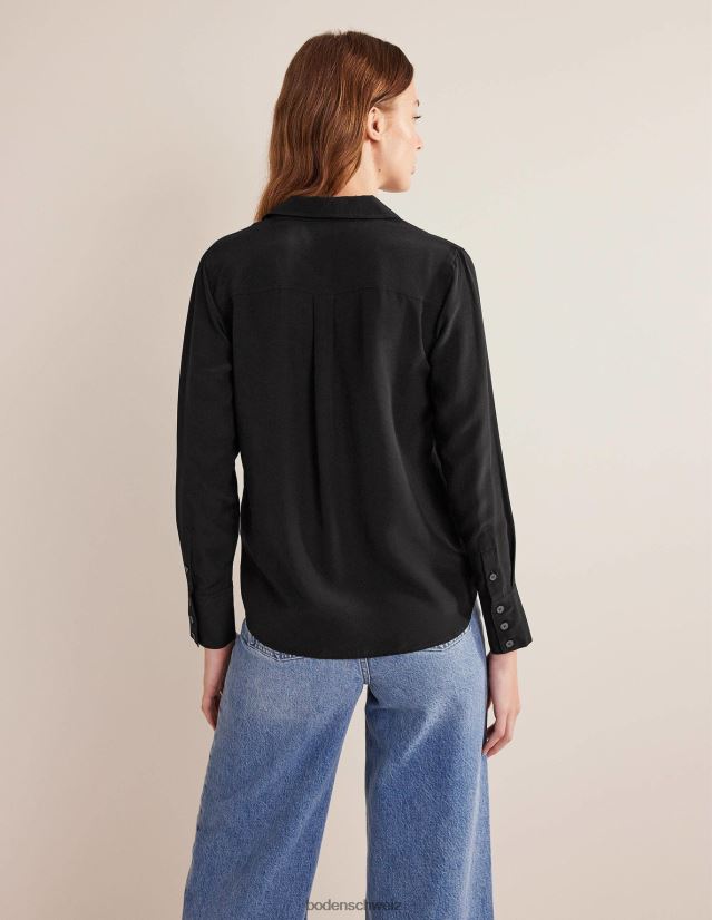 Boden Frauen Seidenhemd VH86PT159 Kleidung Schwarz