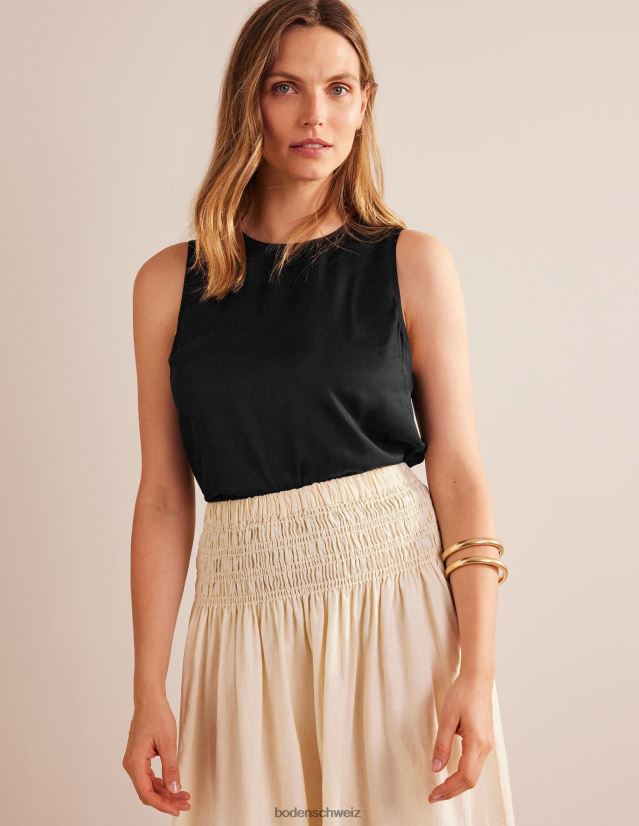 Boden Frauen Shell-Oberteil aus Seidenmischung VH86PT1519 Kleidung Schwarz