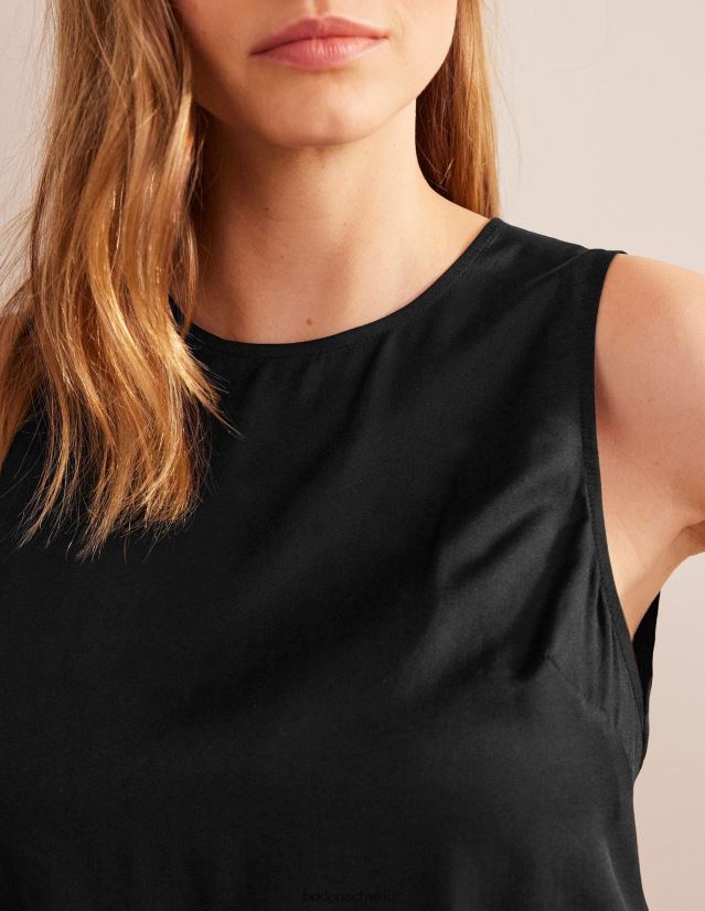 Boden Frauen Shell-Oberteil aus Seidenmischung VH86PT1519 Kleidung Schwarz