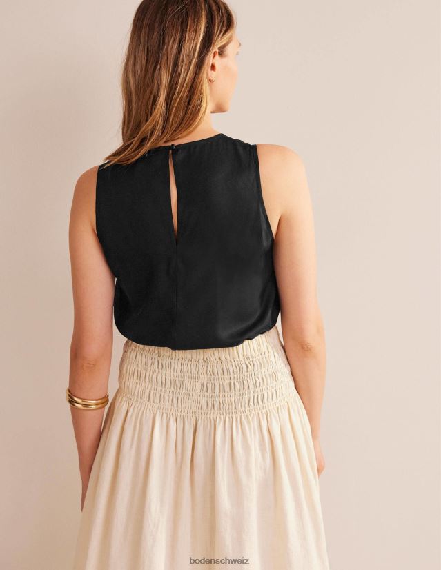 Boden Frauen Shell-Oberteil aus Seidenmischung VH86PT1519 Kleidung Schwarz