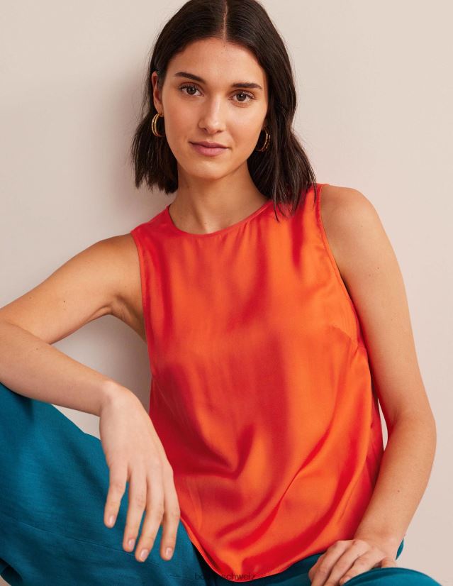 Boden Frauen Shell-Oberteil aus Seidenmischung VH86PT1715 Kleidung Zinnoberrot