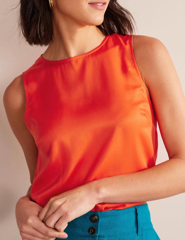 Boden Frauen Shell-Oberteil aus Seidenmischung VH86PT1715 Kleidung Zinnoberrot