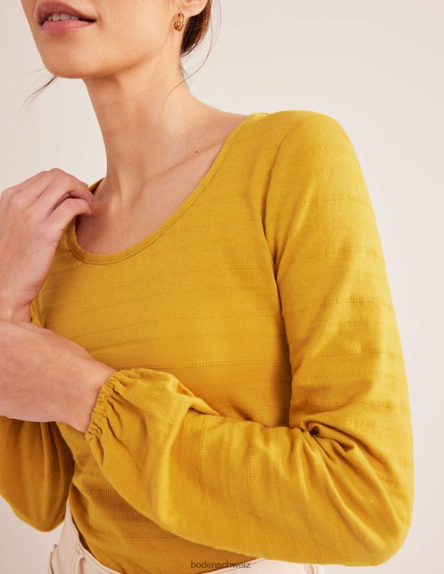 Boden Frauen Strukturiertes Oberteil mit U-Ausschnitt VH86PT1487 Kleidung Gold ernten