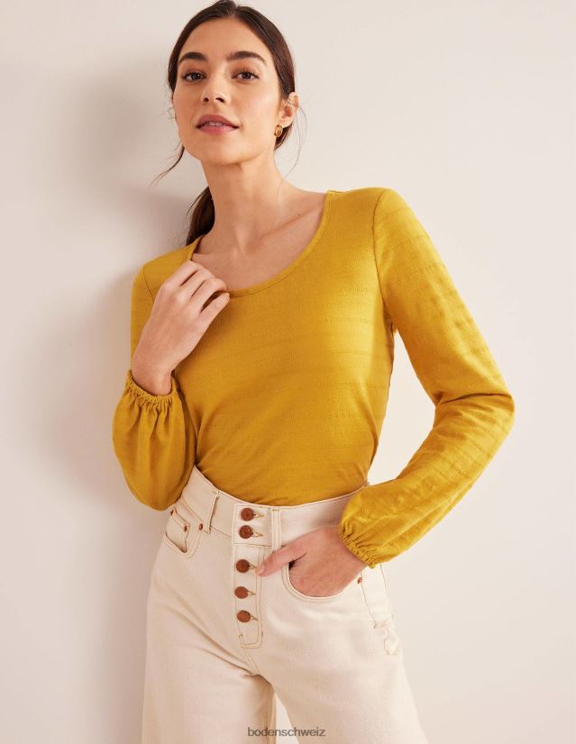 Boden Frauen Strukturiertes Oberteil mit U-Ausschnitt VH86PT1487 Kleidung Gold ernten
