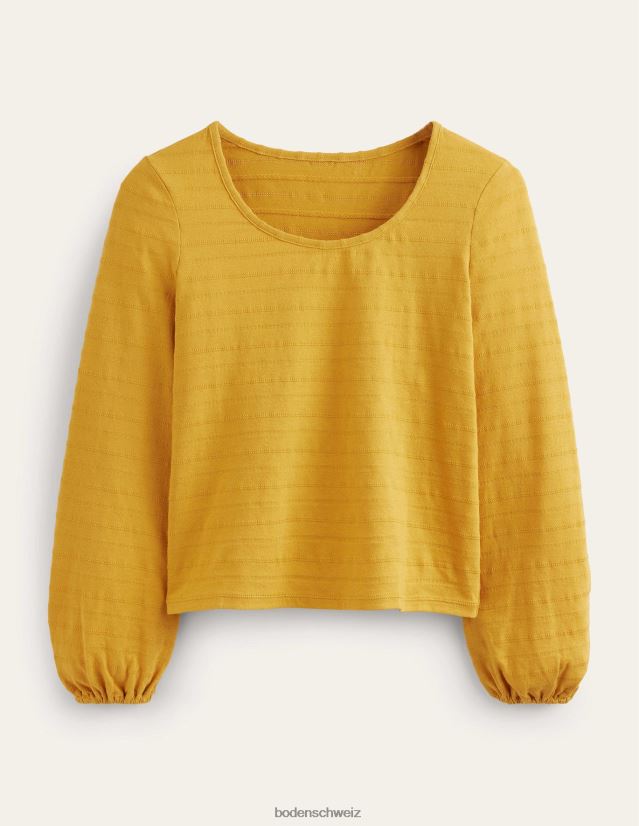 Boden Frauen Strukturiertes Oberteil mit U-Ausschnitt VH86PT1487 Kleidung Gold ernten