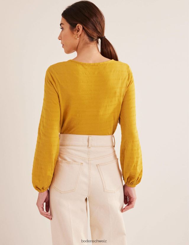 Boden Frauen Strukturiertes Oberteil mit U-Ausschnitt VH86PT1487 Kleidung Gold ernten