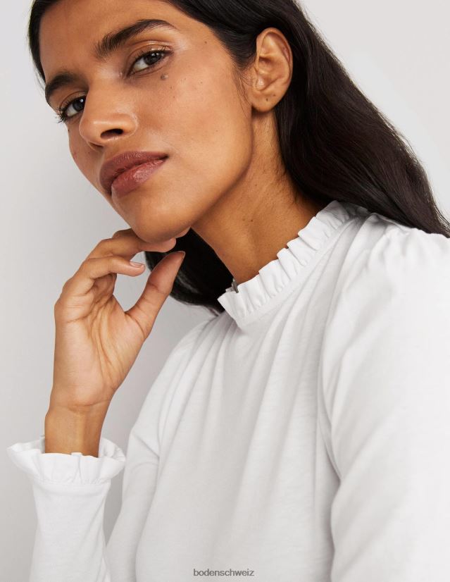 Boden Frauen Superweiches Oberteil mit Rüschendetail VH86PT138 Kleidung Weiß