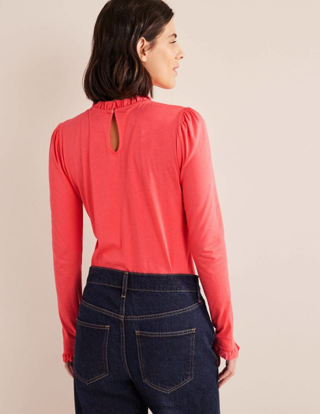 Boden Frauen Superweiches Oberteil mit Rüschendetail VH86PT1670 Kleidung Koralle