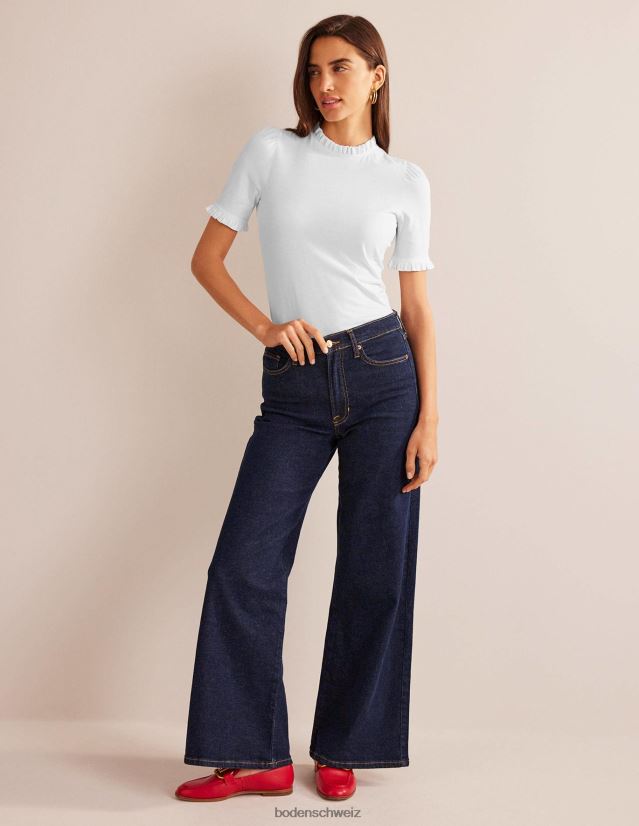 Boden Frauen Superweiches T-Shirt mit Rüschendetail VH86PT107 Kleidung Weiß