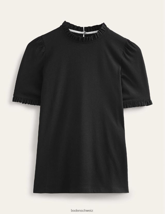 Boden Frauen Superweiches T-Shirt mit Rüschendetail VH86PT192 Kleidung Schwarz