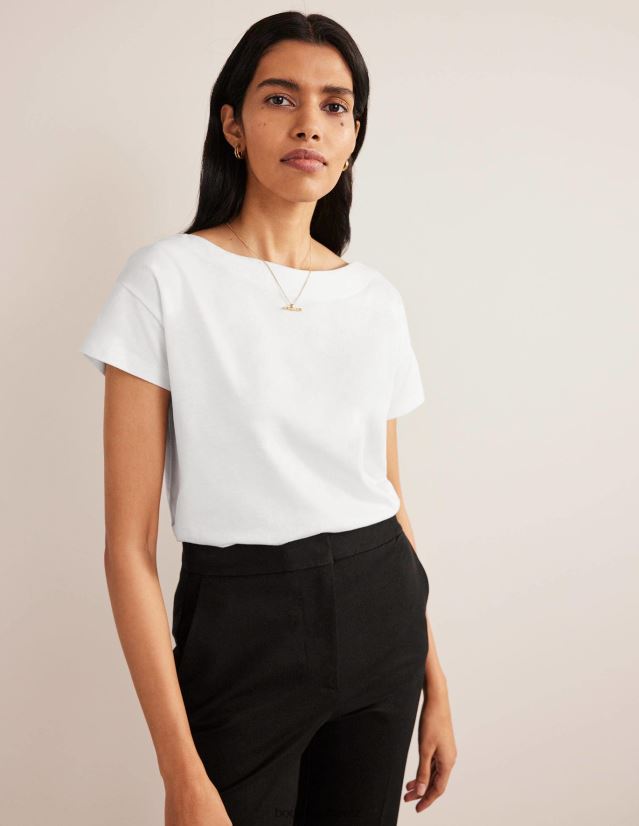 Boden Frauen Superweiches T-Shirt mit U-Boot-Ausschnitt VH86PT153 Kleidung Weiß