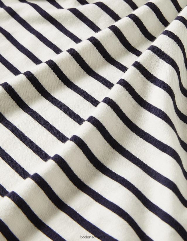 Boden Frauen Superweiches T-Shirt mit U-Boot-Ausschnitt VH86PT156 Kleidung Elfenbein/Marineblau gestreift