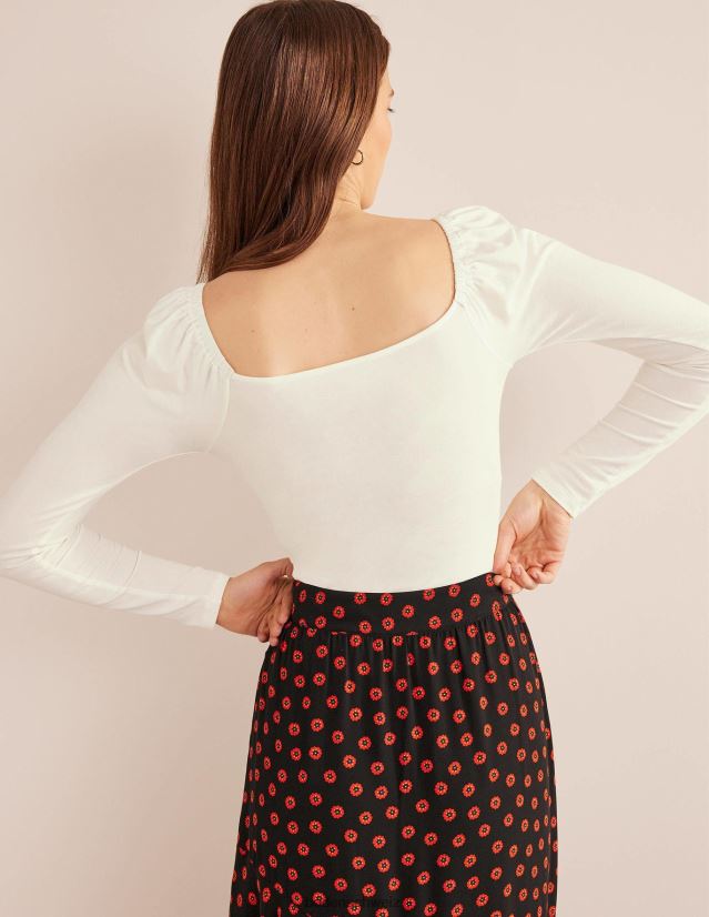 Boden Frauen Sweetheart-Jersey-Top VH86PT2000 Kleidung Elfenbein