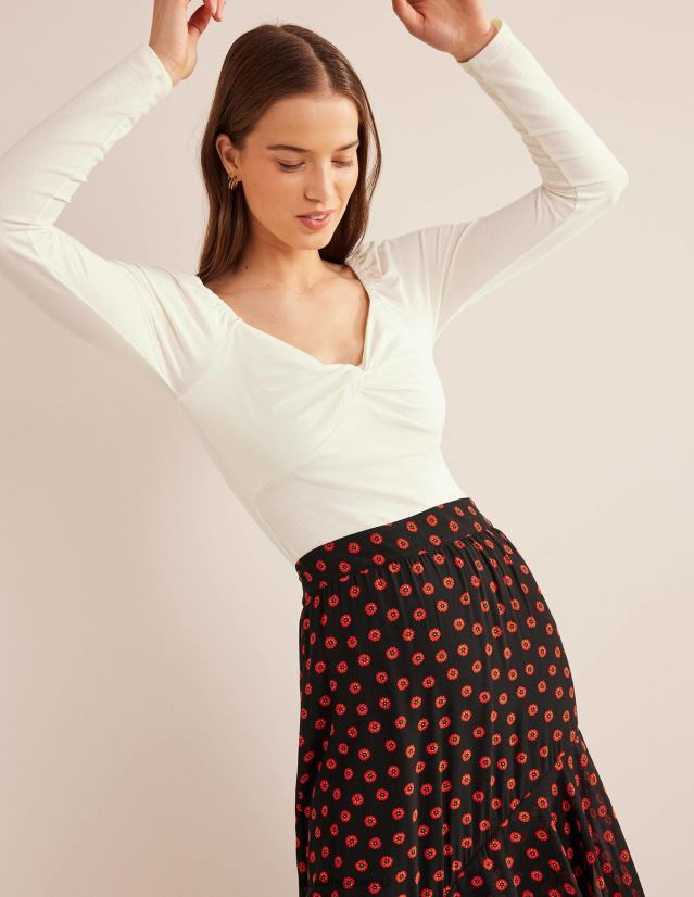 Boden Frauen Sweetheart-Jersey-Top VH86PT2000 Kleidung Elfenbein