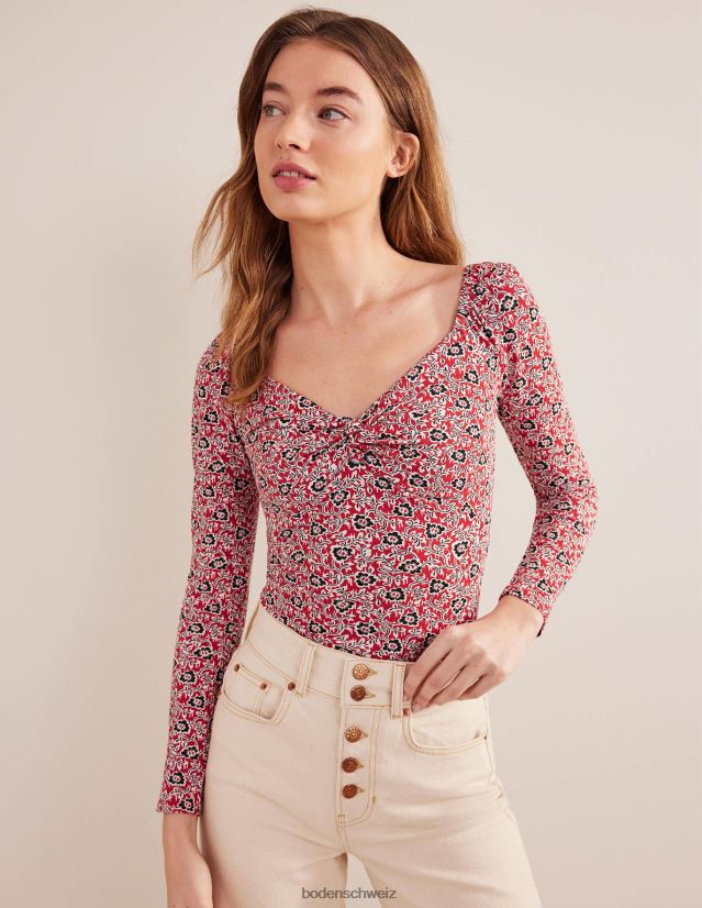 Boden Frauen Sweetheart-Jersey-Top VH86PT2010 Kleidung Tomaten- und Kleewirbel