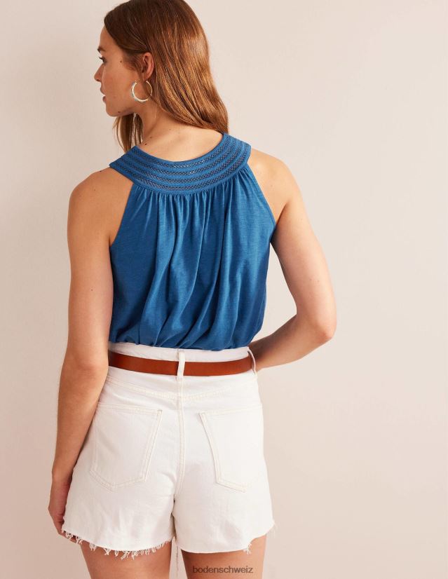 Boden Frauen Swing-Top aus Jersey mit Zierausschnitt VH86PT115 Kleidung Saphir
